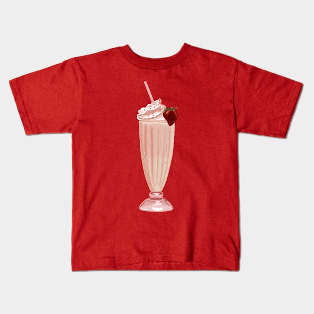 Strawberry milkshake Kids T-Shirt by Comfylana